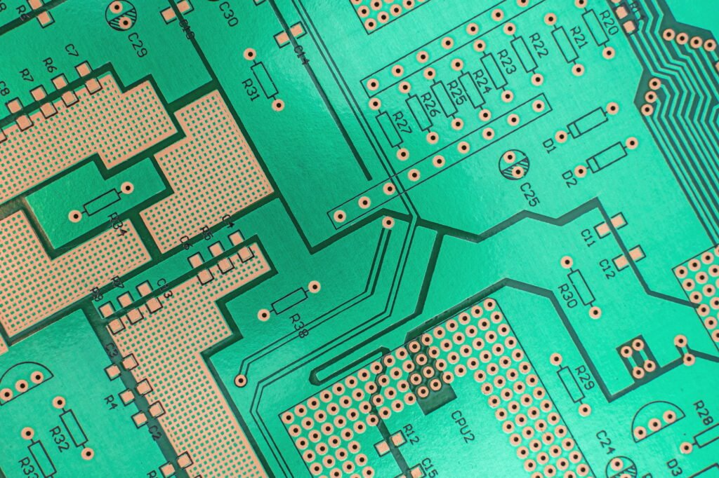 Background of printed circuit board without chips and components