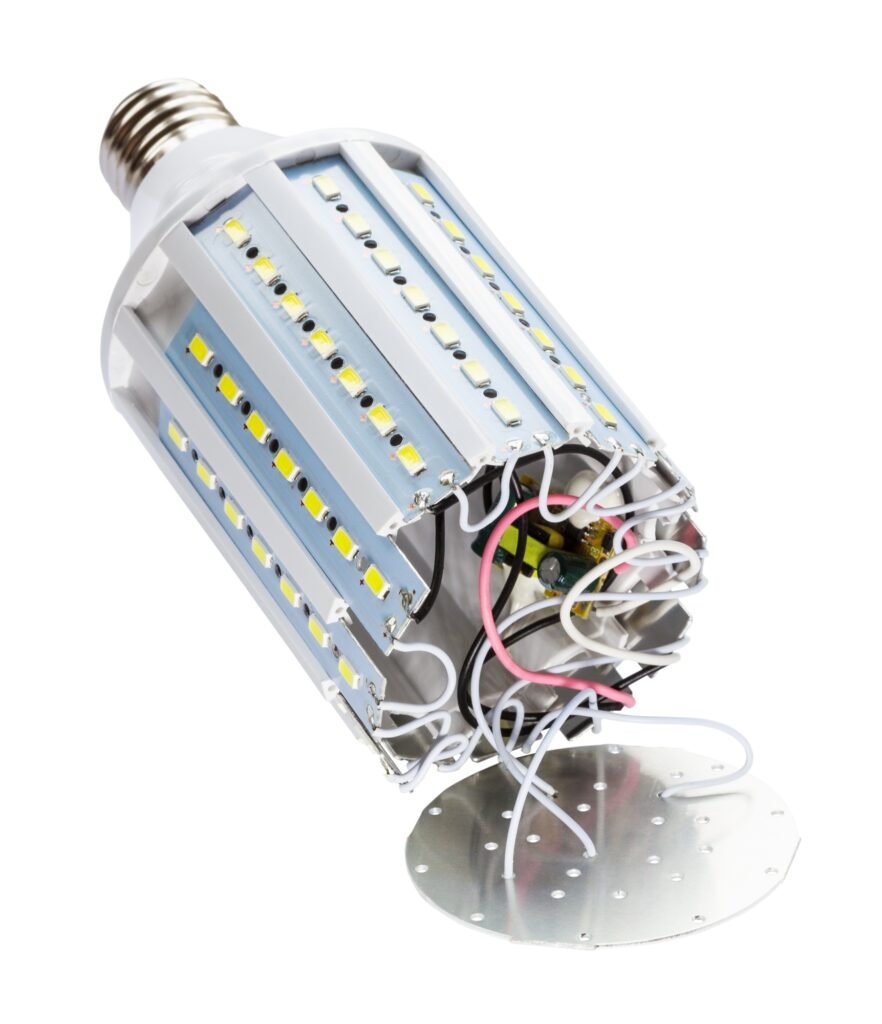 disassembled LED bulb corn lamp isolated